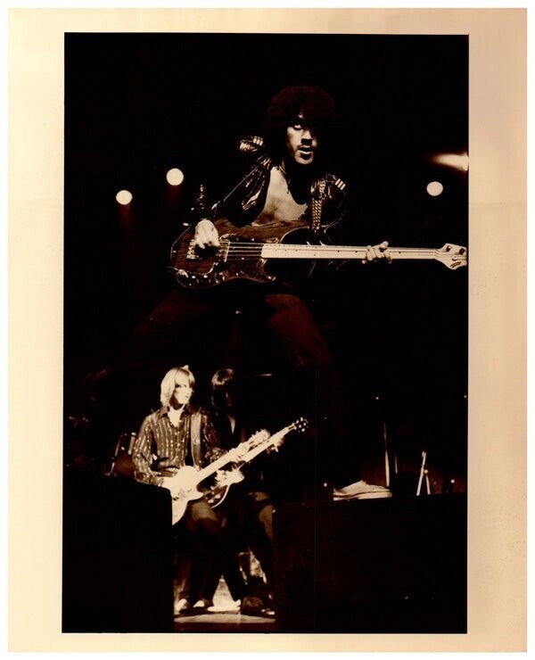 Thin Lizzy Irish Rock Band Playing Guitar In Concert Vintage 8x10 Stamped Photo
