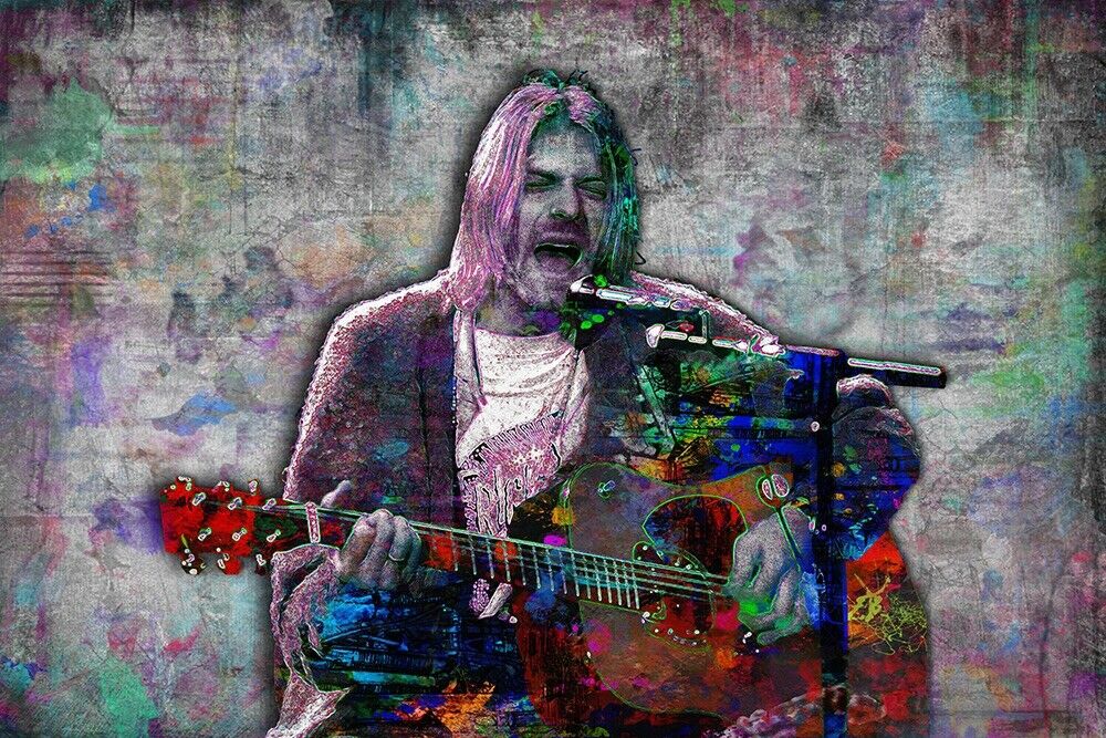 Kurt Cobain Nirvana 12x18in Poster Kurt Cobain Poster, Fine Art Print Free Ship