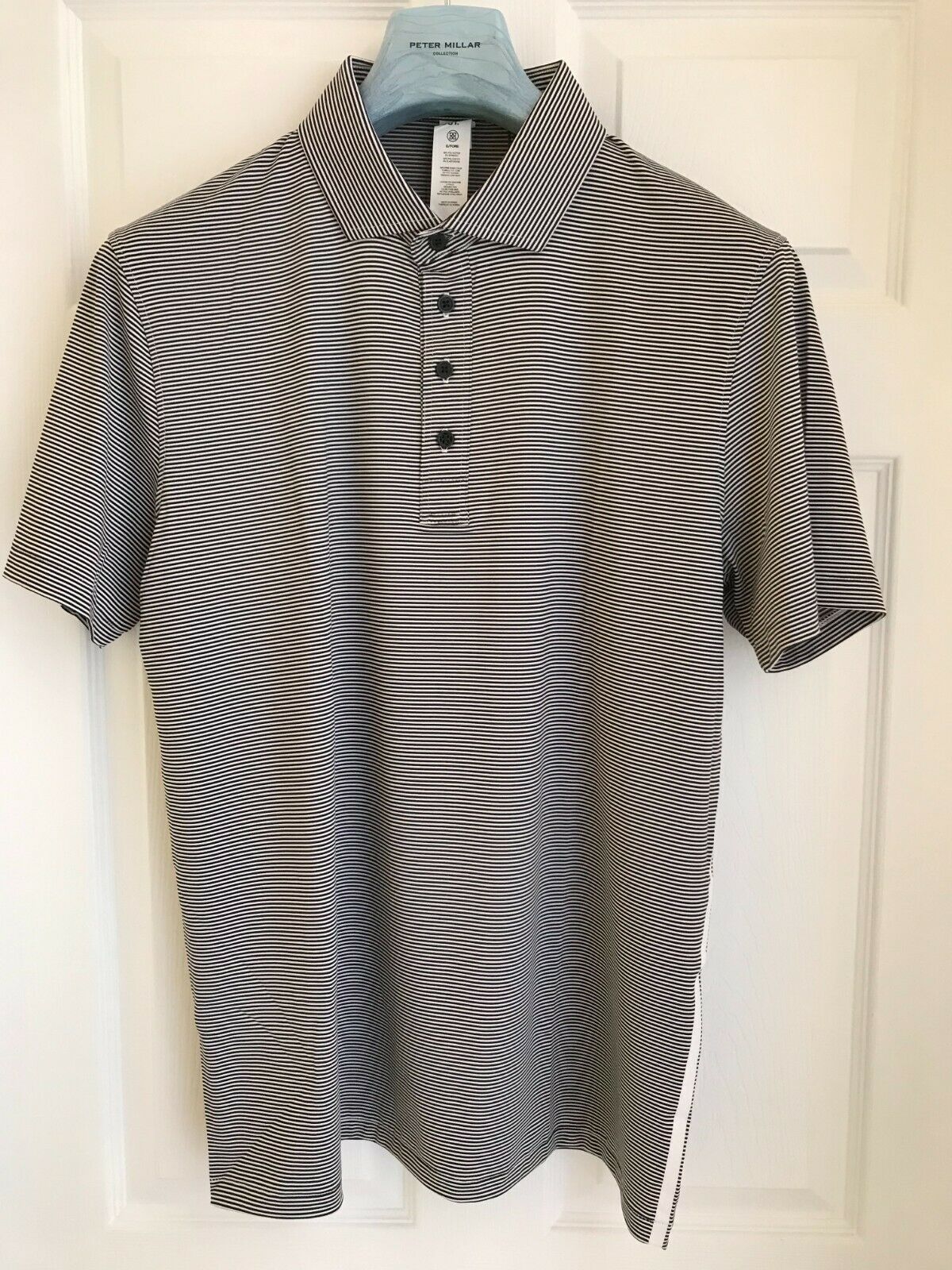 Nwt~g/fore Men's Core Feeder Stripe Polo ~ Black & White~ Large~ Very Cool! $115