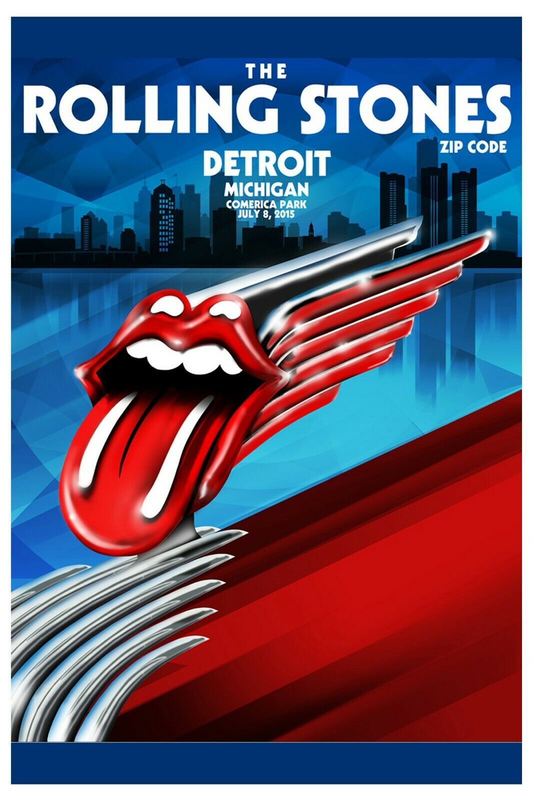 British Rock: The Rolling Stones At Detroit Concert Poster 2015  13x19