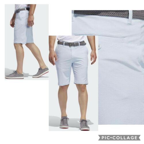 New Adidas Adipure Seersucker  Mens Golf Shorts- Sky Blue- Pick Size- Msrp $100
