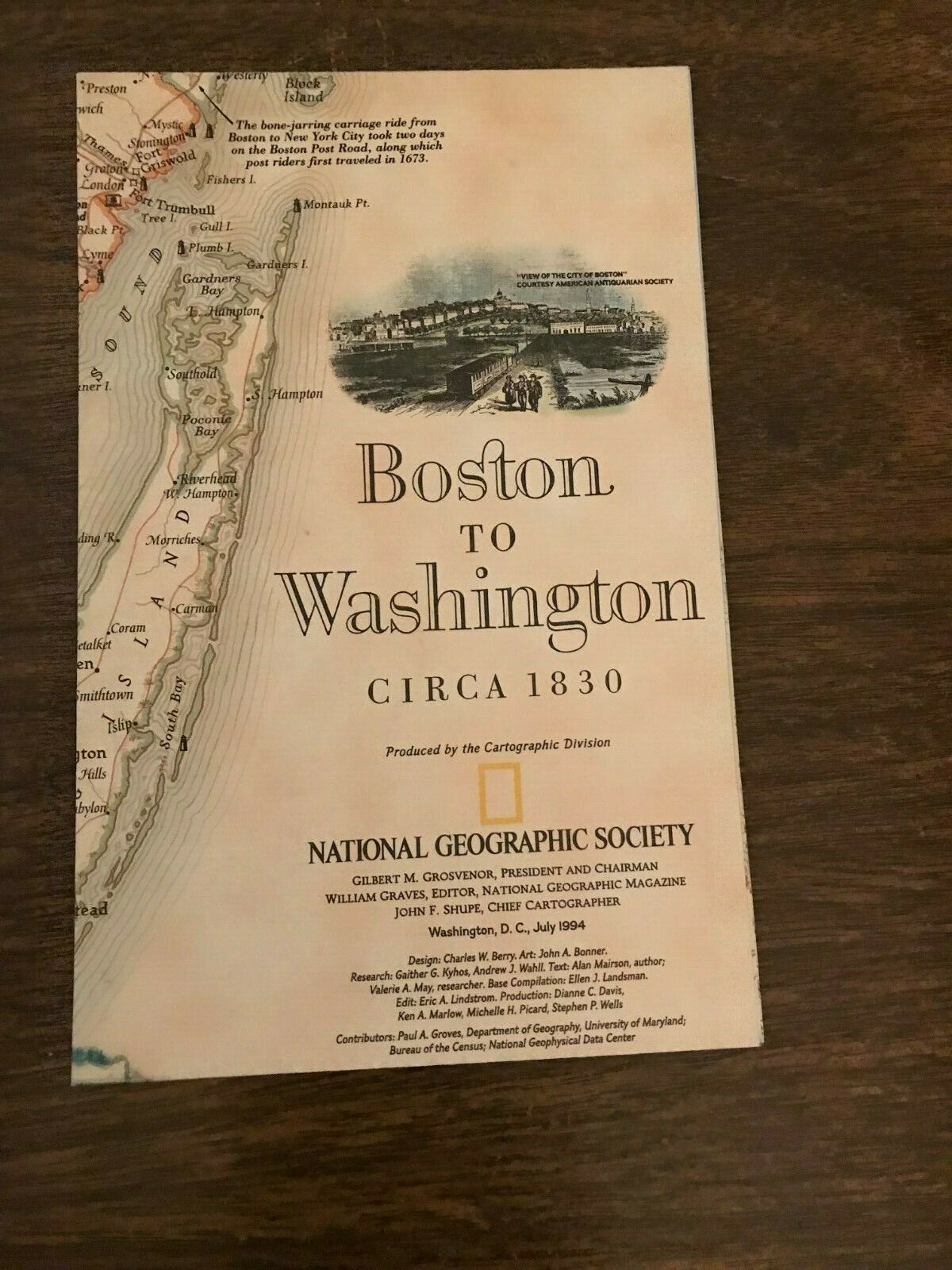 Boston To Washington Circa 1830 National Geographic Society 1994 Genealogy